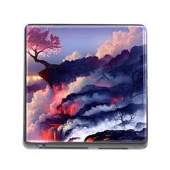 Cherry Blossom Tree On Cliff Digital Wallpaper Cherry Blossom On Cliff Mountain Nature Memory Card Reader (square 5 Slot) by danenraven