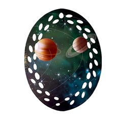 Planet Galaxy Fantasy Oval Filigree Ornament (two Sides) by danenraven
