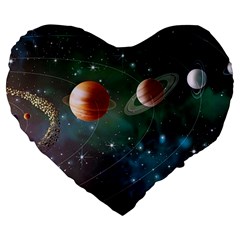 Planet Galaxy Fantasy Large 19  Premium Heart Shape Cushions by danenraven