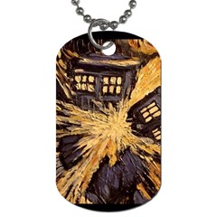 Brown And Black Abstract Painting Doctor Who Tardis Vincent Van Gogh Dog Tag (two Sides) by danenraven