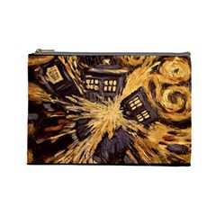 Brown And Black Abstract Painting Doctor Who Tardis Vincent Van Gogh Cosmetic Bag (large) by danenraven