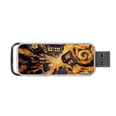 Brown And Black Abstract Painting Doctor Who Tardis Vincent Van Gogh Portable Usb Flash (one Side) by danenraven