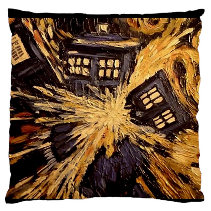 Brown And Black Abstract Painting Doctor Who Tardis Vincent Van Gogh Large Flano Cushion Case (One Side)