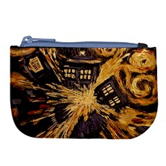 Brown And Black Abstract Painting Doctor Who Tardis Vincent Van Gogh Large Coin Purse