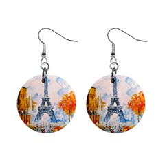 Eiffel Tower Landmark Architecture  Artistic Mini Button Earrings by danenraven
