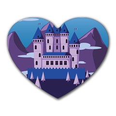 Illustration Castle Mountain Tower Sky Heart Mousepads by danenraven