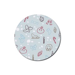 Winter Pattern Background Element Rubber Coaster (round) by danenraven