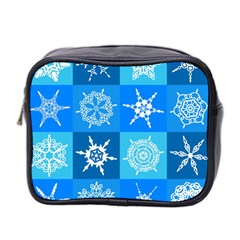 Xmas Christmas Pattern Snow Background Blue Decoration Mini Toiletries Bag (two Sides) by danenraven