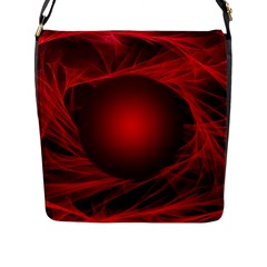 Red Abstract Scratched Doodle Grease Flap Closure Messenger Bag (l) by Wegoenart