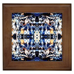 Cobalt Symmetry Framed Tile by kaleidomarblingart