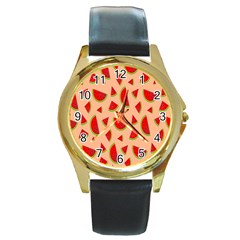 Fruit-water Melon Round Gold Metal Watch by nateshop