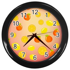 Fruits-gradient,orange Wall Clock (Black)