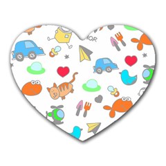 Children Pattern Cute Pattern Heart Mousepads by Wegoenart