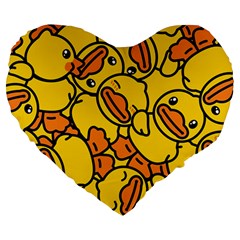 Duck Cartoon Background Pattern Large 19  Premium Heart Shape Cushions by Wegoenart