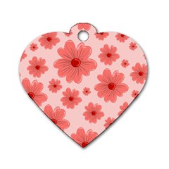 Flowers Dog Tag Heart (two Sides) by nateshop