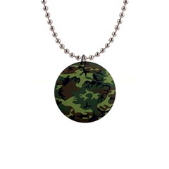 Green Brown Camouflage 1  Button Necklace by nateshop