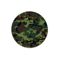 Green Brown Camouflage Rubber Coaster (round) by nateshop