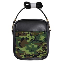 Green Brown Camouflage Girls Sling Bag by nateshop