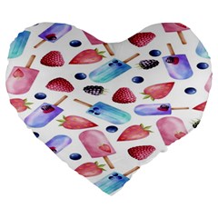 Ice Cream,strobery Large 19  Premium Heart Shape Cushions by nateshop