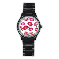 Lips Stainless Steel Round Watch