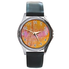 Pattern Cloth Background Round Metal Watch by nateshop