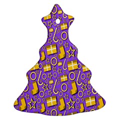 Pattern-purple-cloth Papper Pattern Christmas Tree Ornament (two Sides) by nateshop