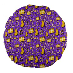 Pattern-purple-cloth Papper Pattern Large 18  Premium Flano Round Cushions by nateshop