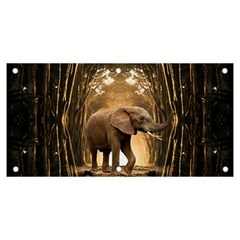 Sculpture Travel Outdoor Nature Elephant Banner And Sign 6  X 3  by Wegoenart