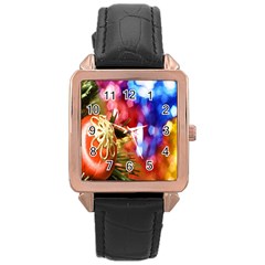 Christmas Decoration Ball Rose Gold Leather Watch  by artworkshop