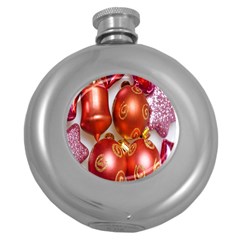 Christmas Decoration Star  3 Round Hip Flask (5 Oz) by artworkshop
