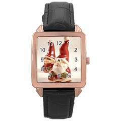 Christmas Figures4 Rose Gold Leather Watch  by artworkshop