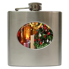 Christmas Tree And Presents Hip Flask (6 Oz) by artworkshop