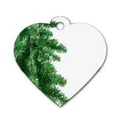 Green Christmas Tree Border Dog Tag Heart (one Side)