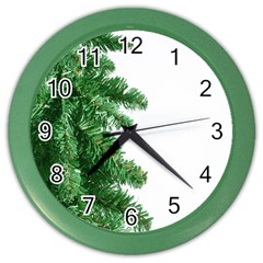 Green Christmas Tree Border Color Wall Clock by artworkshop