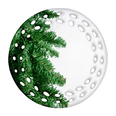 Green Christmas Tree Border Ornament (round Filigree) by artworkshop