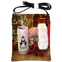 Merry Christmas - Santa Claus Holding Coffee Shoulder Sling Bag by artworkshop