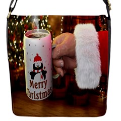 Merry Christmas - Santa Claus Holding Coffee Flap Closure Messenger Bag (s) by artworkshop