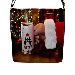 Merry Christmas - Santa Claus Holding Coffee Flap Closure Messenger Bag (l) by artworkshop