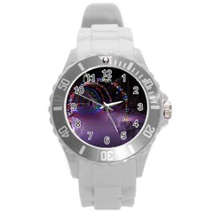 Outdoor Christmas Lights Tunnel Round Plastic Sport Watch (l) by artworkshop