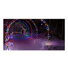 Outdoor Christmas Lights Tunnel Satin Shawl 45  X 80  by artworkshop