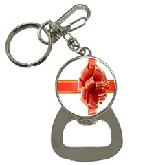 Red Ribbon Bow On White Background Bottle Opener Key Chain