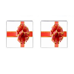 Red Ribbon Bow On White Background Cufflinks (square) by artworkshop