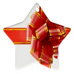 Red Ribbon Bow On White Background Star Ornament (two Sides) by artworkshop