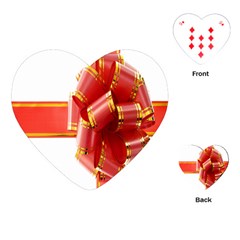 Red Ribbon Bow On White Background Playing Cards Single Design (heart)