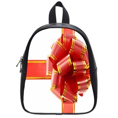 Red Ribbon Bow On White Background School Bag (small) by artworkshop