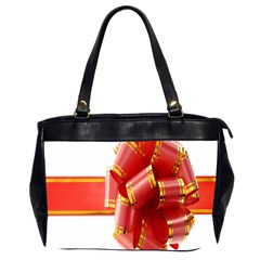 Red Ribbon Bow On White Background Oversize Office Handbag (2 Sides) by artworkshop