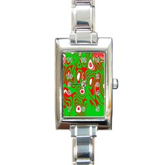 Red-green Rectangle Italian Charm Watch by nateshop