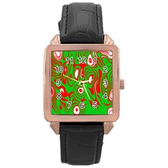 Red-green Rose Gold Leather Watch  by nateshop