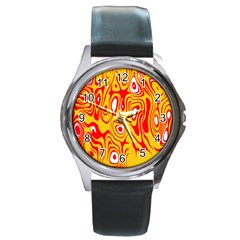 Red-yellow Round Metal Watch by nateshop