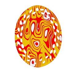 Red-yellow Oval Filigree Ornament (two Sides)